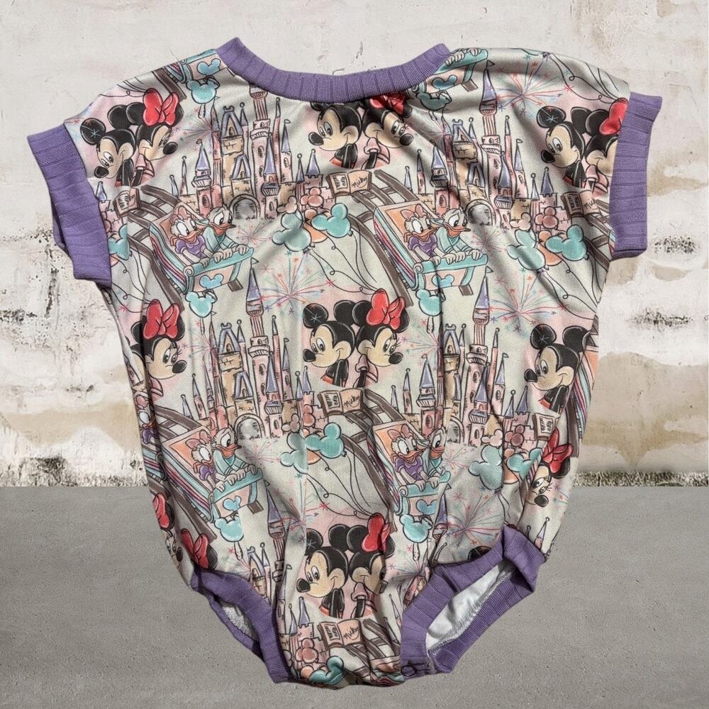 The Sew Leopard Minnie & Mickey Onesie - Size 9 to 12 months